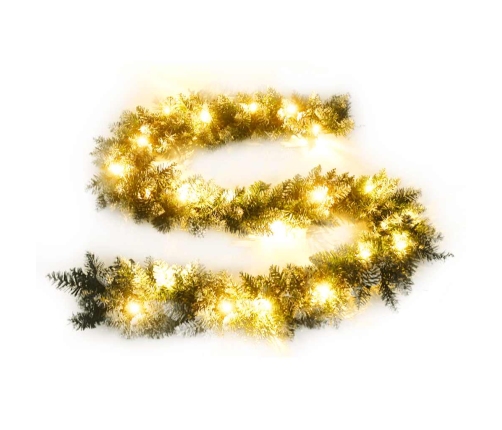 vidaXL Ziemassvētku vītne ar LED lampiņām, 2,7 m, zaļa, PVC