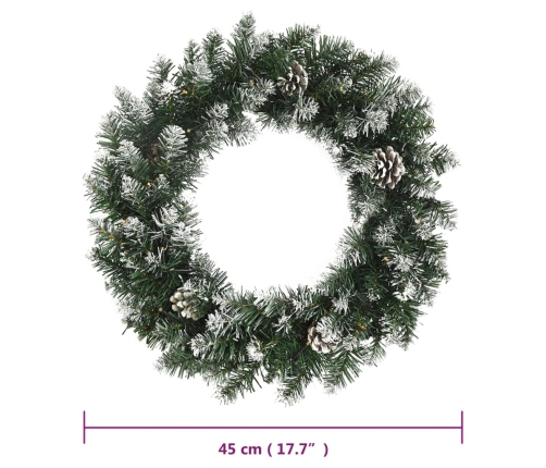 Ziemassvētku Vainags Ar Led Lampiņām, Zaļš, 45 Cm, Pvc Vidaxl