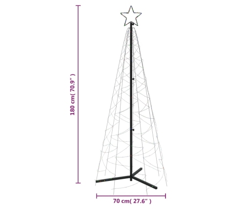 vidaXL Ziemassvētku egle, 200 krāsainas LED lampiņas, 70x180 cm