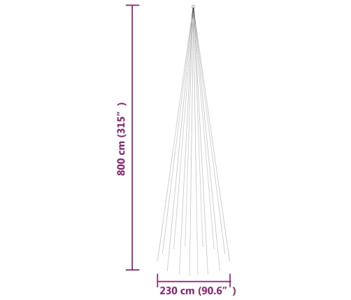 Ziemassvētku Egle Karoga Mastam, 1134 Krāsainas Led, 800 Cm Vidaxl