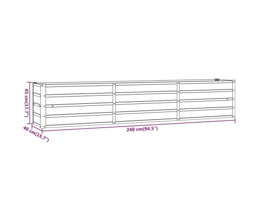 vidaXL augstā dārza puķu kaste, rūsas, 240x40x45 cm, kortena tērauds