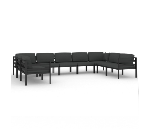 vidaXL 9-daļīgs dārza atpūtas mēbeļu komplekts ar matračiem, alumīnijs