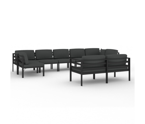 vidaXL 9-daļīgs dārza atpūtas mēbeļu komplekts ar matračiem, alumīnijs