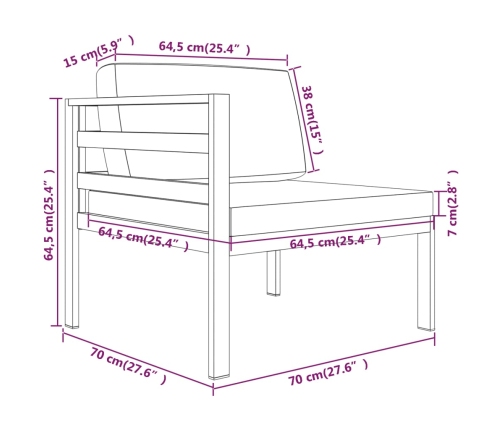 vidaXL 9-daļīgs dārza atpūtas mēbeļu komplekts ar matračiem, alumīnijs