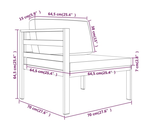 vidaXL 9-daļīgs dārza atpūtas mēbeļu komplekts ar matračiem, alumīnijs
