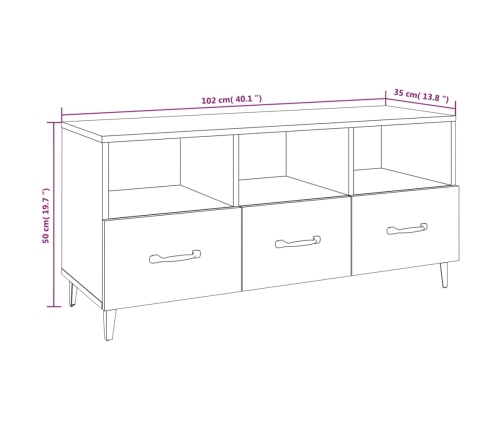 vidaXL TV skapītis, balts, 102x35x50 cm, inženierijas koks