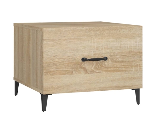 vidaXL kafijas galdiņš ar metāla kājām, ozolkoka krāsa, 50x50x40 cm