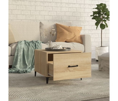 vidaXL kafijas galdiņš ar metāla kājām, ozolkoka krāsa, 50x50x40 cm