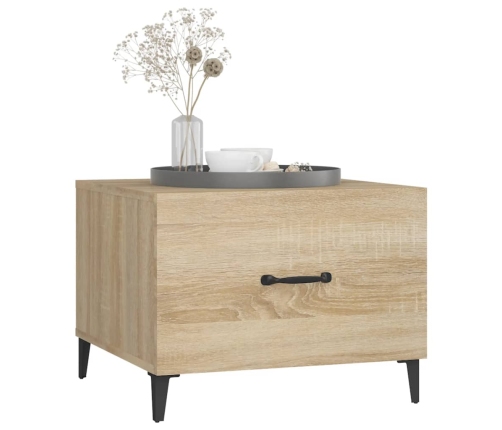 vidaXL kafijas galdiņš ar metāla kājām, ozolkoka krāsa, 50x50x40 cm