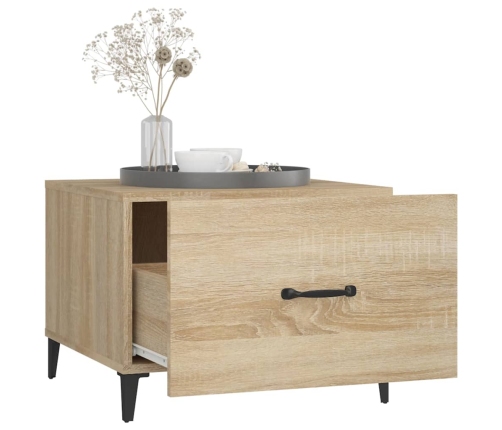 vidaXL kafijas galdiņš ar metāla kājām, ozolkoka krāsa, 50x50x40 cm