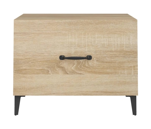 vidaXL kafijas galdiņš ar metāla kājām, ozolkoka krāsa, 50x50x40 cm