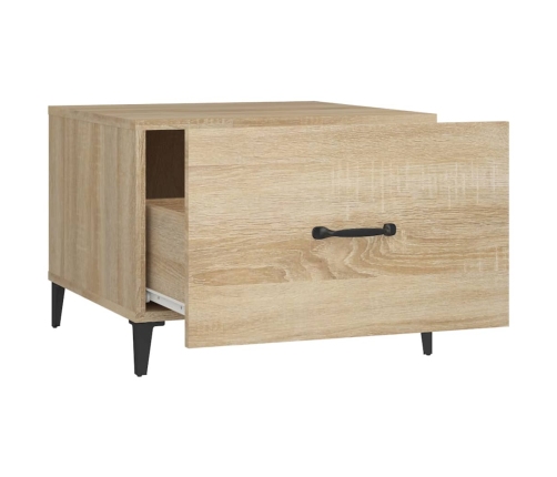 vidaXL kafijas galdiņš ar metāla kājām, ozolkoka krāsa, 50x50x40 cm