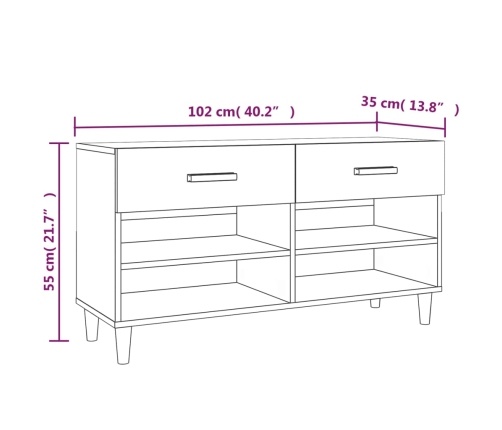 vidaXL apavu skapītis, betona pelēks, 102x35x55 cm, inženierijas koks