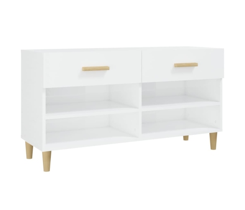 vidaXL apavu skapītis, spīdīgi balts, 102x35x55 cm, inženierijas koks