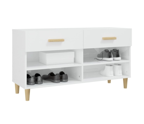 vidaXL apavu skapītis, spīdīgi balts, 102x35x55 cm, inženierijas koks