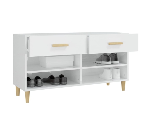 vidaXL apavu skapītis, spīdīgi balts, 102x35x55 cm, inženierijas koks