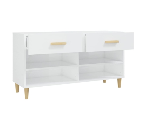 vidaXL apavu skapītis, spīdīgi balts, 102x35x55 cm, inženierijas koks