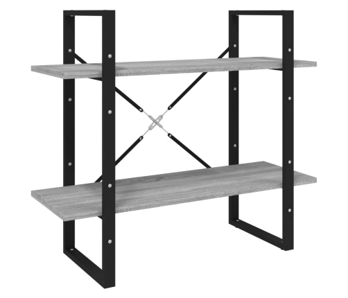 vidaXL 2-līmeņu grāmatplaukts, pelēks, 80x30x70 cm, inženierijas koks