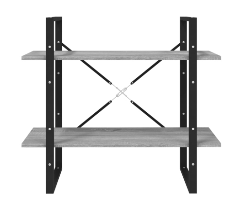 vidaXL 2-līmeņu grāmatplaukts, pelēks, 80x30x70 cm, inženierijas koks
