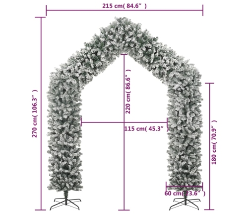 vidaXL Ziemassvētku arka ar skujām, sniegota, 270 cm