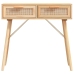 vidaXL konsoles galds, balts, 80x30x75 cm, priedes koks, rotangpalma