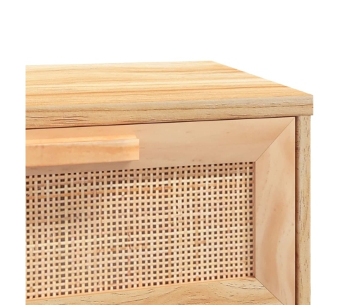 vidaXL konsoles galds, balts, 80x30x75 cm, priedes koks, rotangpalma