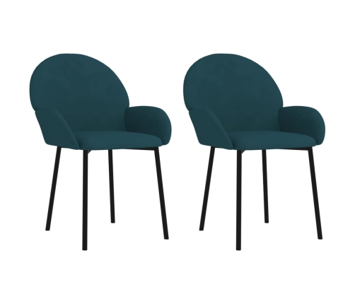 vidaXL virtuves krēsli, 2 gab., zils samts