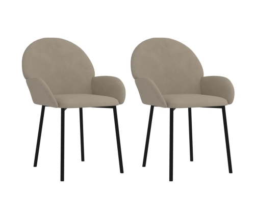 vidaXL virtuves krēsli, 2 gab., gaiši pelēks samts