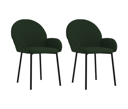 Virtuves Krēsli, 2 Gab., Tumši Zaļš Samts Vidaxl