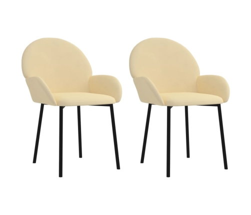 vidaXL virtuves krēsli, 2 gab., krēmkrāsas samts