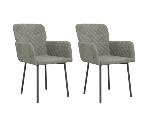 vidaXL virtuves krēsli, 2 gab., gaiši pelēks samts