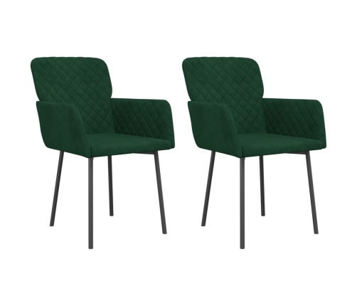 vidaXL virtuves krēsli, 2 gab., tumši zaļš samts