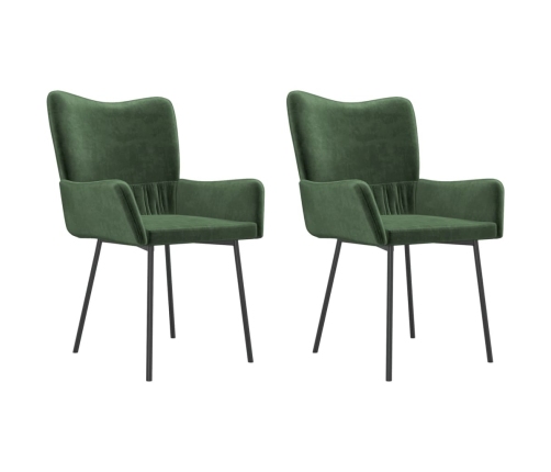 vidaXL virtuves krēsli, 2 gab., tumši zaļš samts