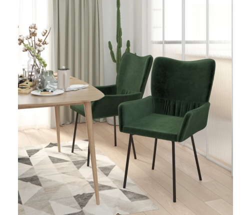 vidaXL virtuves krēsli, 2 gab., tumši zaļš samts