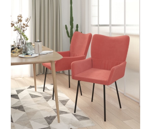 vidaXL virtuves krēsli, 2 gab., rozā samts