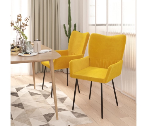 Virtuves Krēsli, 2 Gab., Dzeltens Samts Vidaxl