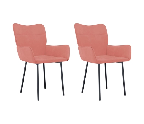 vidaXL virtuves krēsli, 2 gab., rozā samts