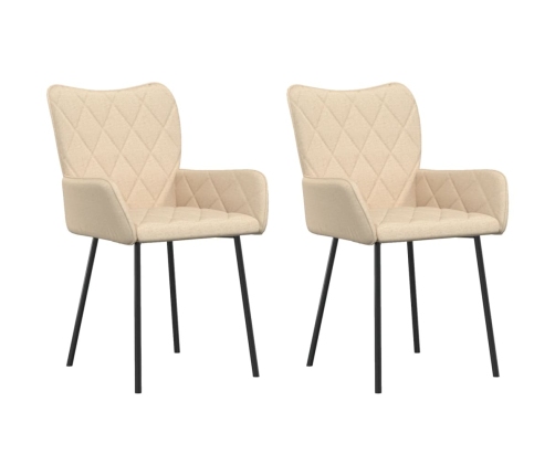 vidaXL virtuves krēsli, 2 gab., krēmkrāsas audums