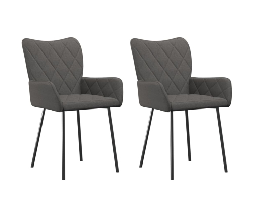 vidaXL virtuves krēsli, 2 gab., tumši pelēks audums