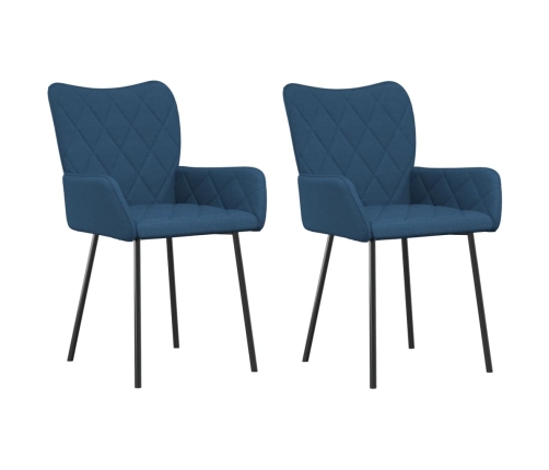 vidaXL virtuves krēsli, 2 gab., zils audums