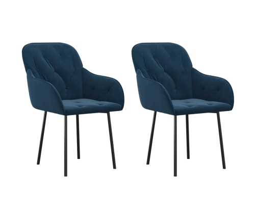 vidaXL virtuves krēsli, 2 gab., zils samts