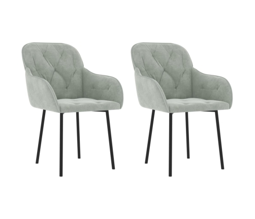 vidaXL virtuves krēsli, 2 gab., gaiši pelēks samts