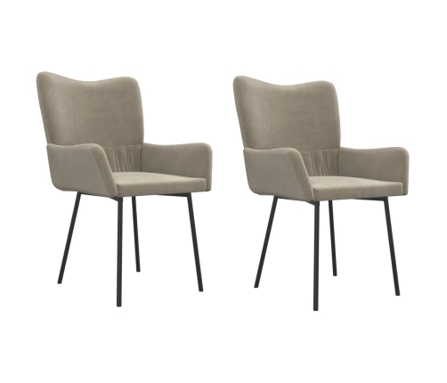 vidaXL virtuves krēsli, 2 gab., gaiši pelēks samts