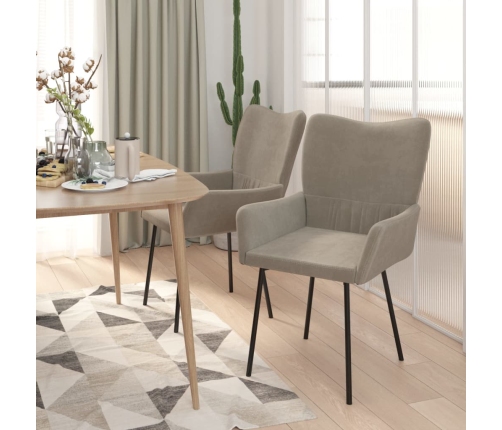 vidaXL virtuves krēsli, 2 gab., gaiši pelēks samts