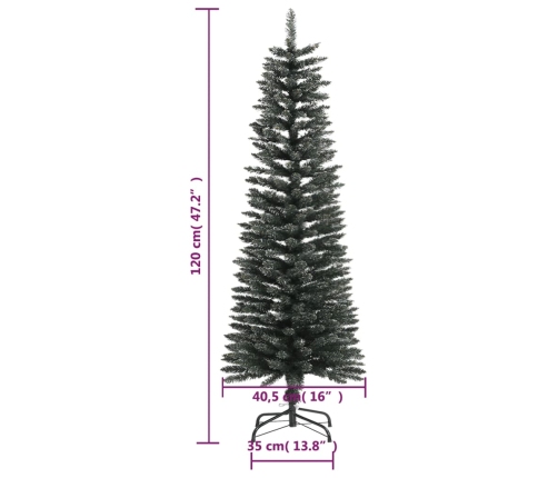 Mākslīgā Ziemassvētku Egle Ar Statīvu, Šaura, 120 Cm, Zaļa, Pvc Vidaxl