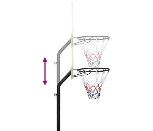 vidaXL basketbola vairogs, balts, 237-307 cm, polietilēns