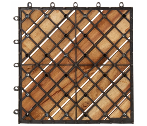 vidaXL terases flīzes, 30 gab., brūnas, 30x30 cm, akācijas masīvkoks