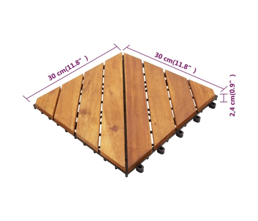 vidaXL terases flīzes, 30 gab., brūnas, 30x30 cm, akācijas masīvkoks