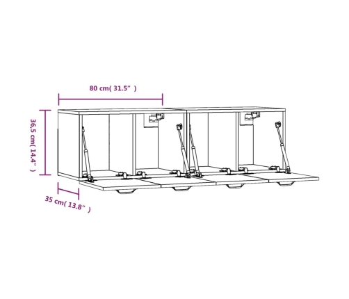 vidaXL sienas skapīši, 2 gab., balti, 80x36,5x35 cm, inženierijas koks