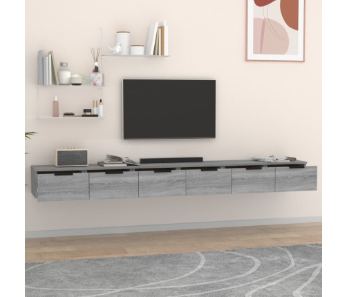 vidaXL sienas skapīši, 2 gab., pelēki, 102x30x20 cm, inženierijas koks